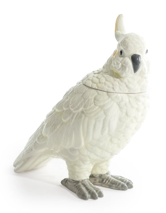 White Ceramic Parrot Storage Jar/Vase 