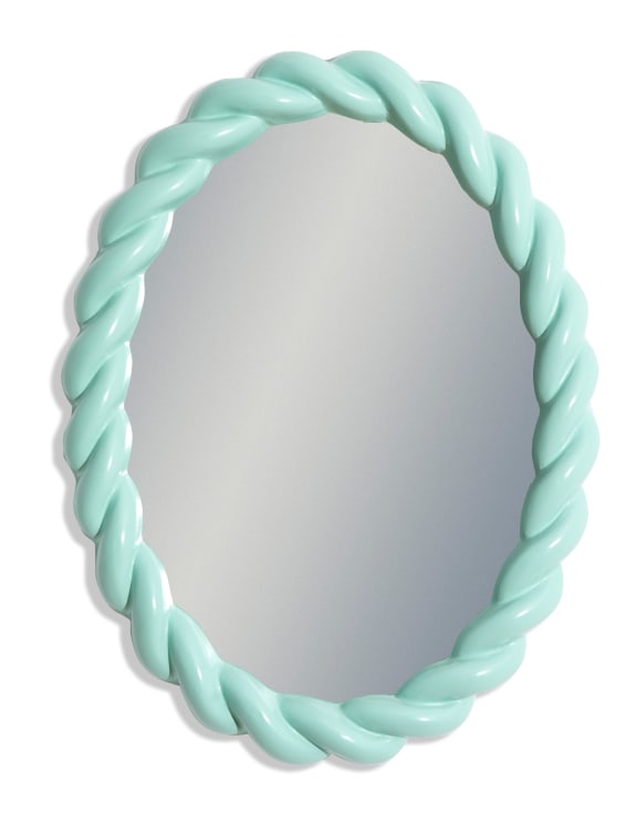 Mint Green Rope-Effect Oval Wall Mirror