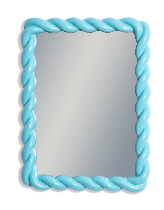 Light Blue Rope-Effect Rectangular Wall Mirror
