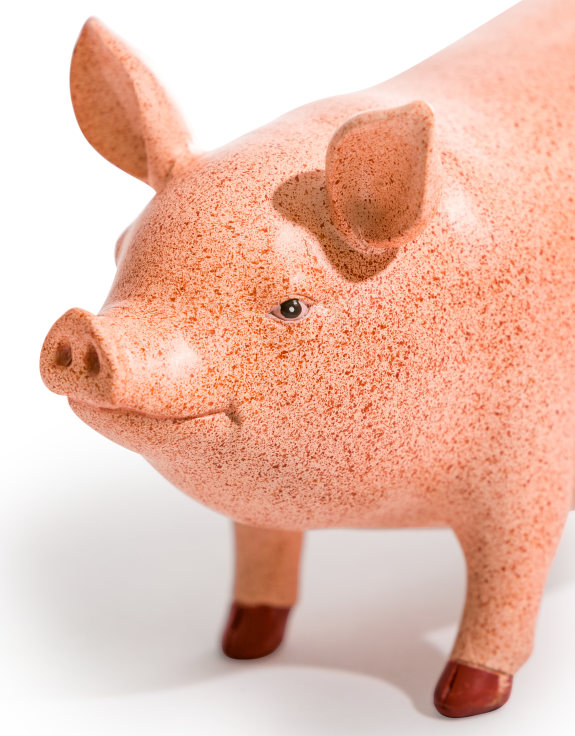 Ornamental Pink Pig Figure