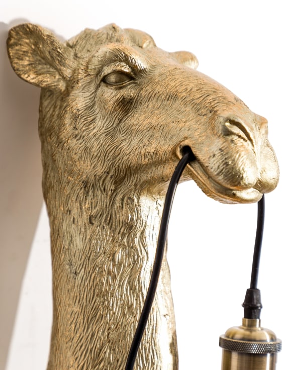 Antique Gold Camel Head Wall Lamp