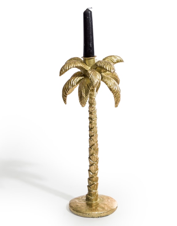 Antique Gold Palm Tree Candle Holder