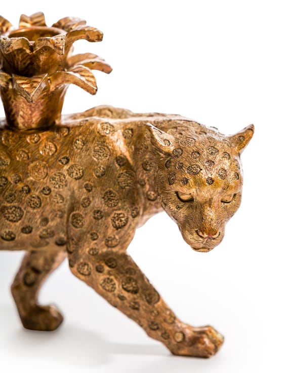 Prowling Leopard Candle Holder