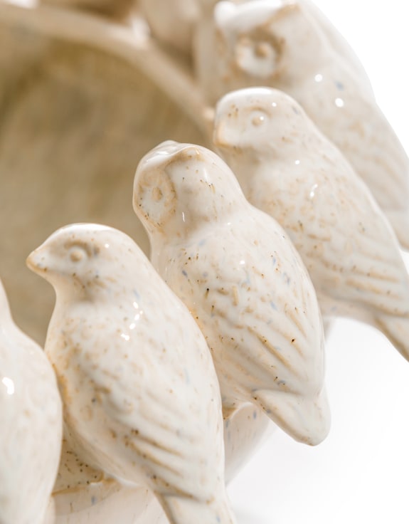White Ceramic Flock of Birds Bowl