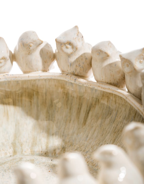 White Ceramic Flock of Birds Bowl