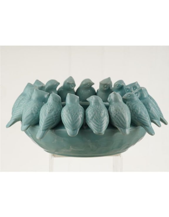 Blue Ceramic Flock of Birds Bowl