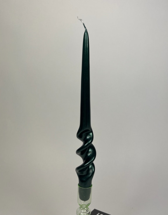 "Bottle Green" 29cm Hand Turned Taper Candle