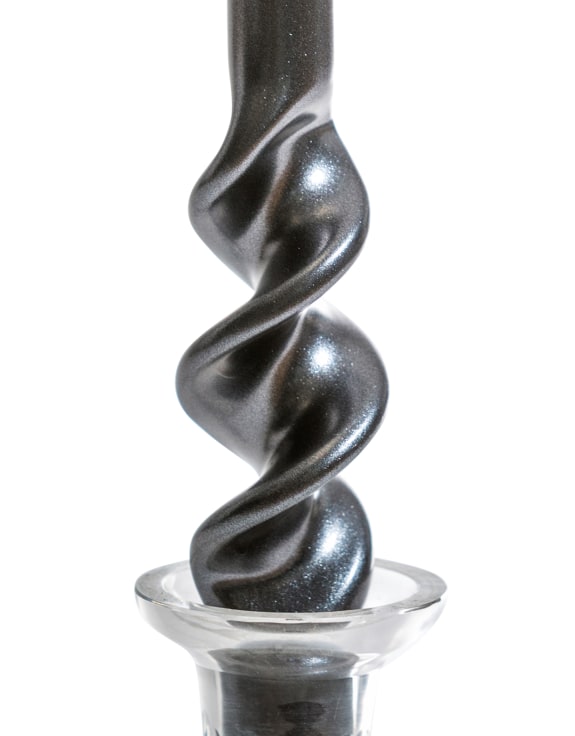 "Metallic Black" 29cm Hand Turned Taper Candle