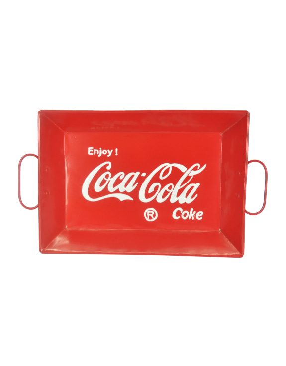 Antiqued Metal Red Cola Serving Tray