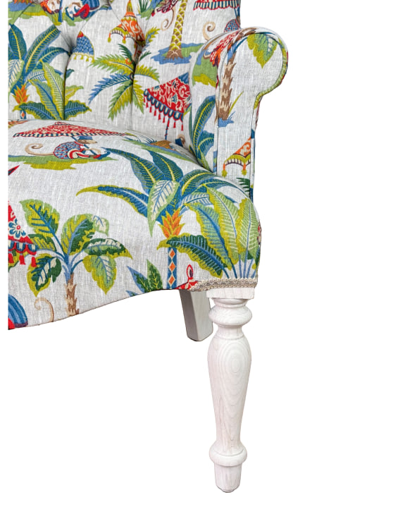 Exotic Monkey Parasol Button Back Occasional Chair - Hand Made in the UK