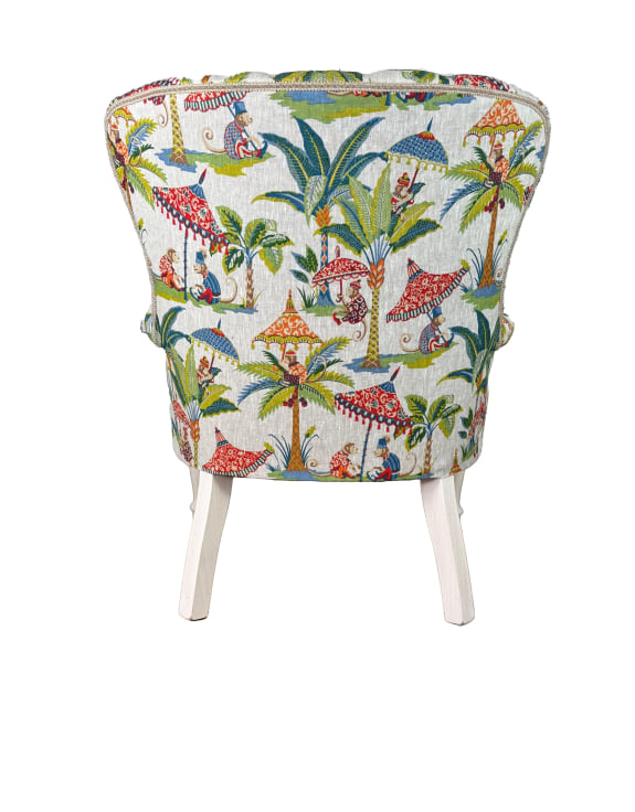 Exotic Monkey Parasol Button Back Occasional Chair - Hand Made in the UK