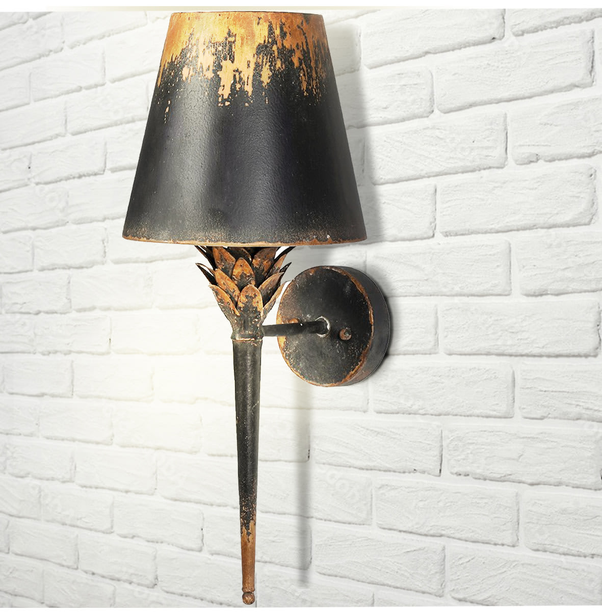 Black Iron and Gold Wall Light