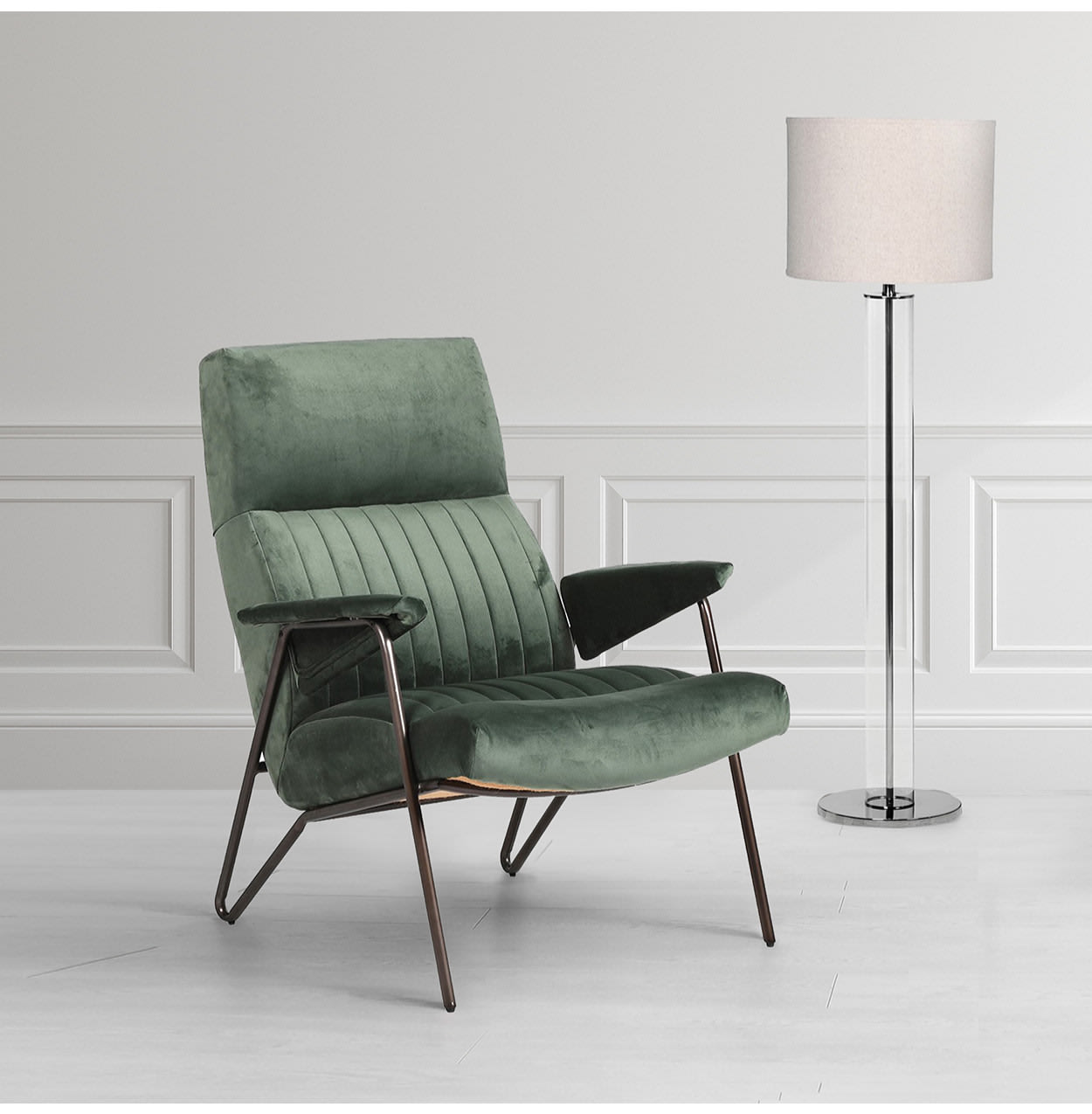 Sage Green Rivington Cotton Velvet Armchair