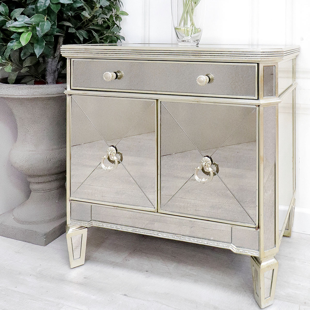 Antique Style Venetian Mirrored Small Sideboard