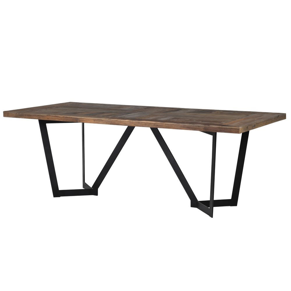 Elm and Iron Patterned Top Dining Table