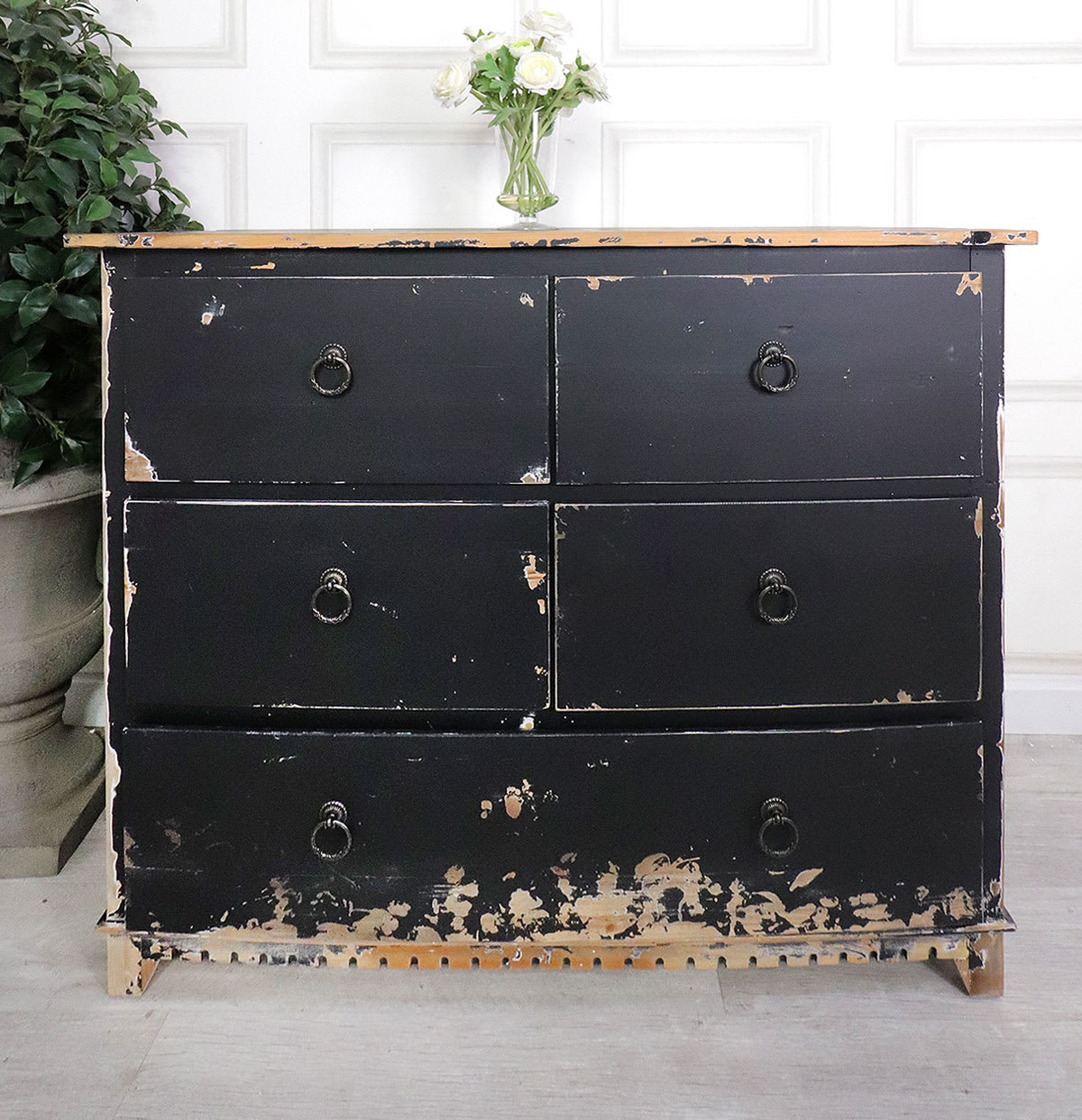 Black Distressed Medium Chest