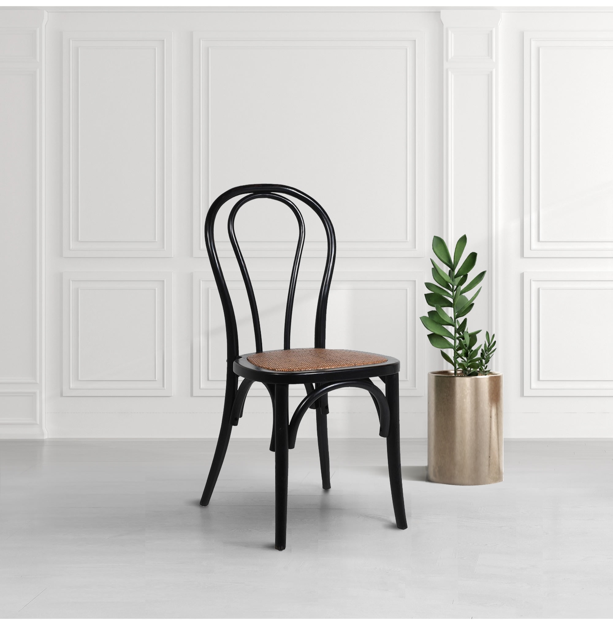 Black Wooden Open Back Dining Chair