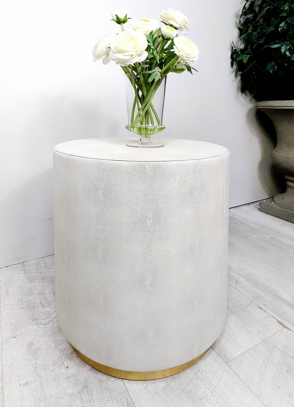 Ivory Textured Round Lamp Table