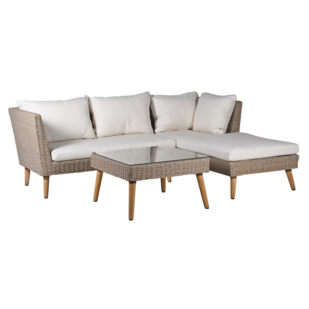 Natural L Shape Sofa and Coffee Table Set