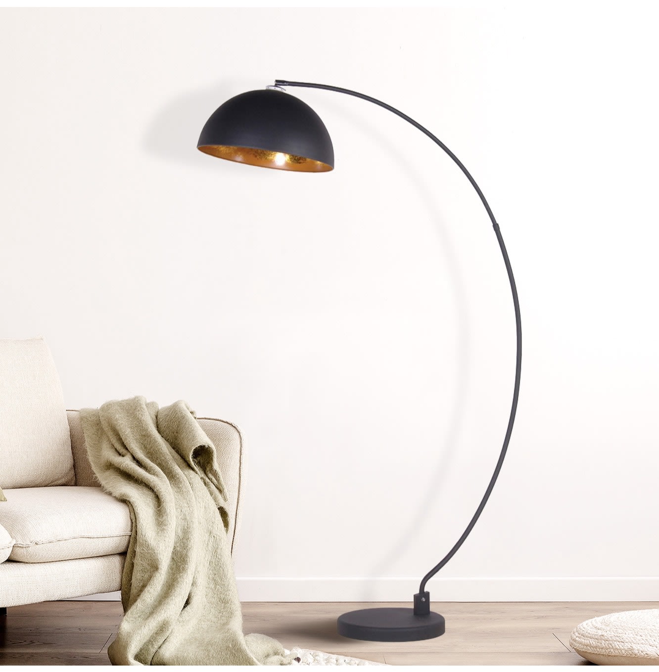 Black and Gold Curved Floor Lamp