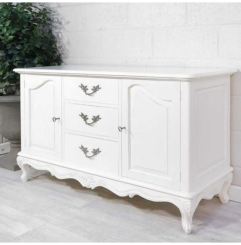 French Style White 3 Drawer Sideboard