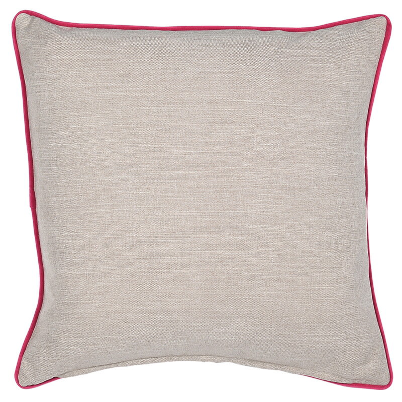 Oat Cushion with Pink Trim