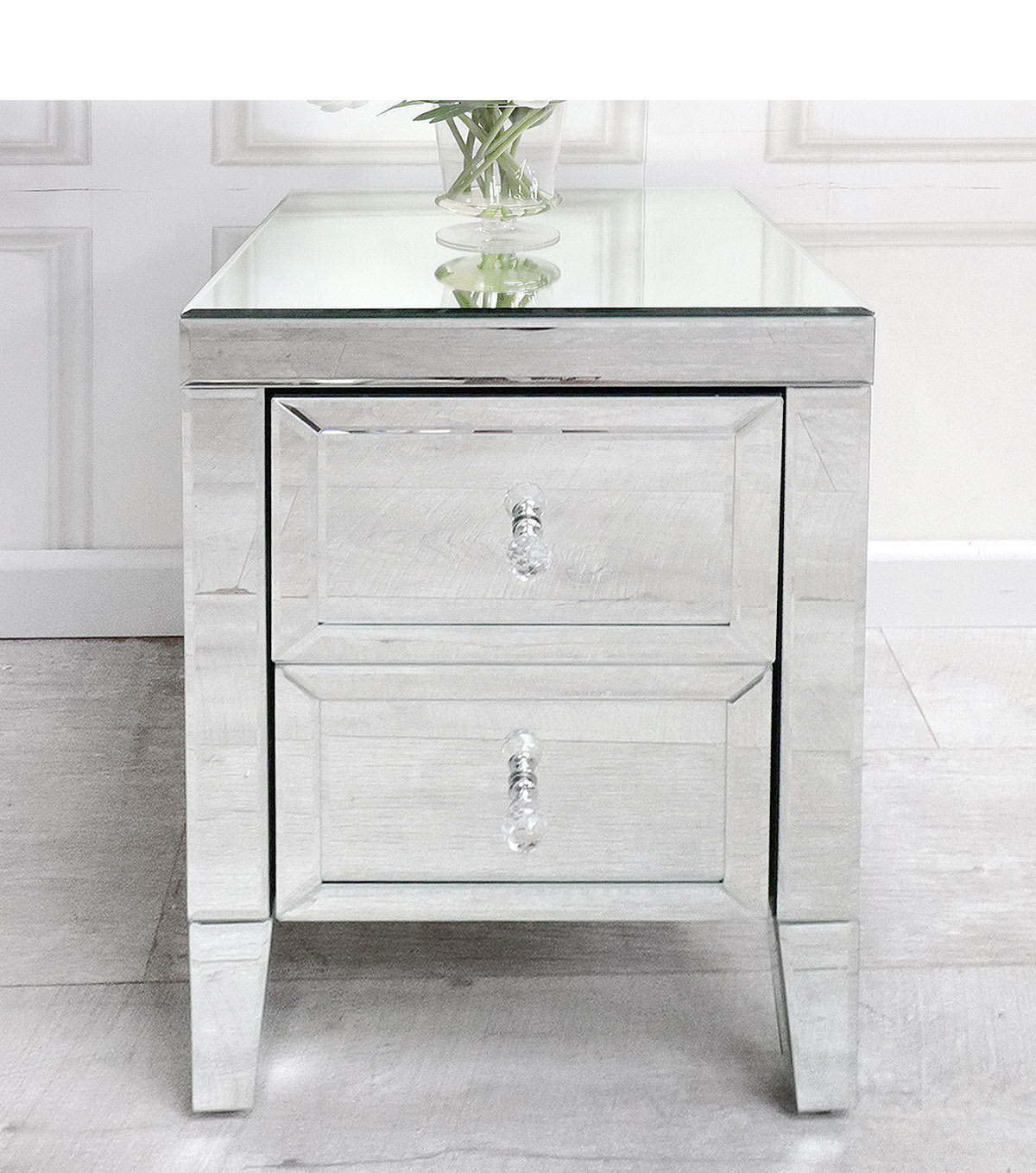 Lucille 2 Drawer Mirrored Bedside Table