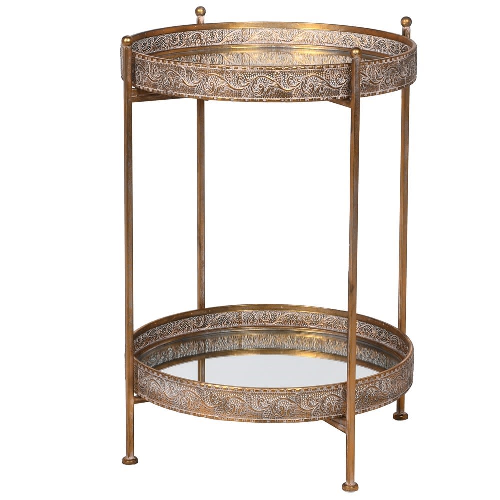 Ornate Gold Mirrored Side Table
