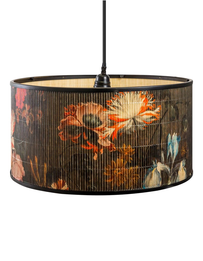 Large Black Bamboo Floral Ceiling Light