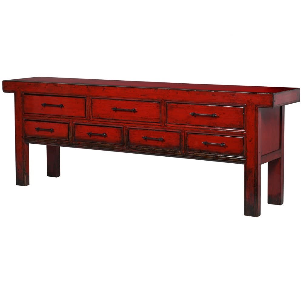 Oriental Style Red Long Hall Table