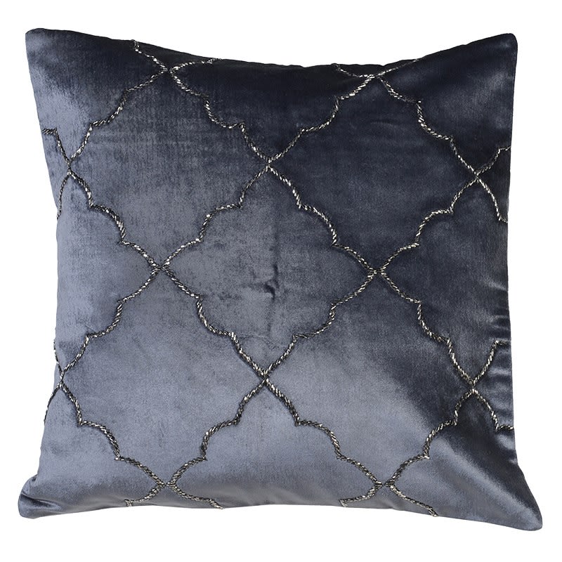 Morrocan Midnight Blue Embroidered Cushion