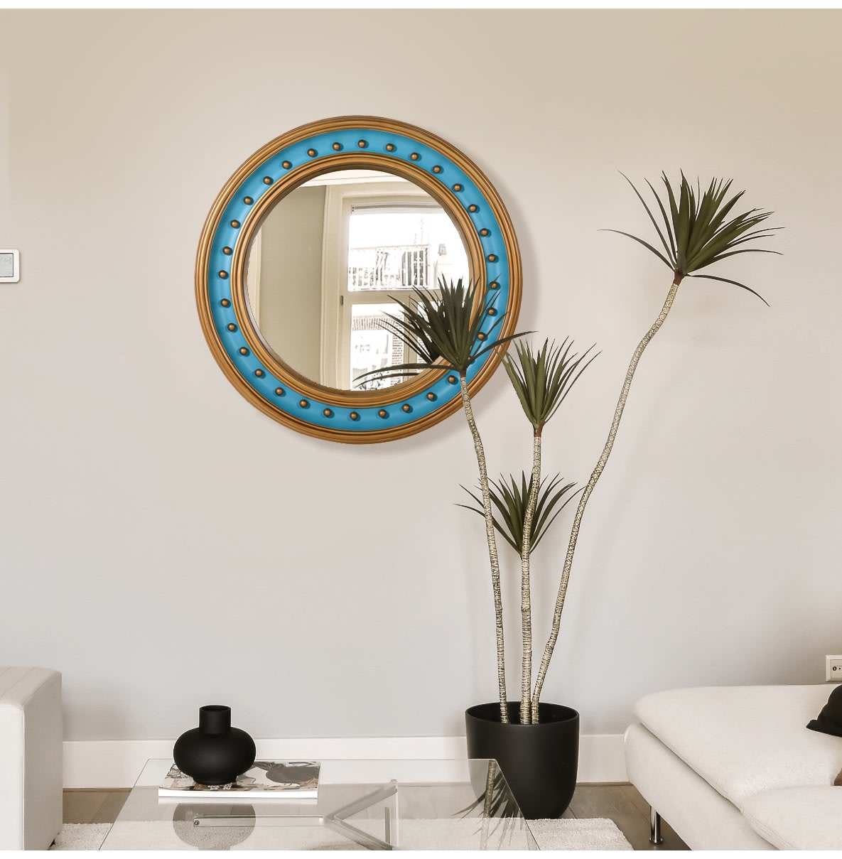 Turquoise Convex Mirror