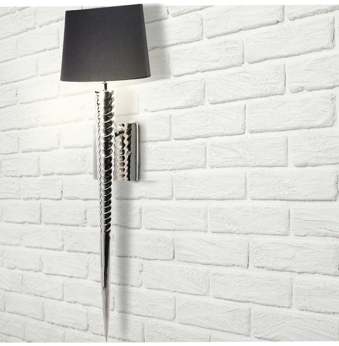Large Chrome Slender Wall Lamp with Shade