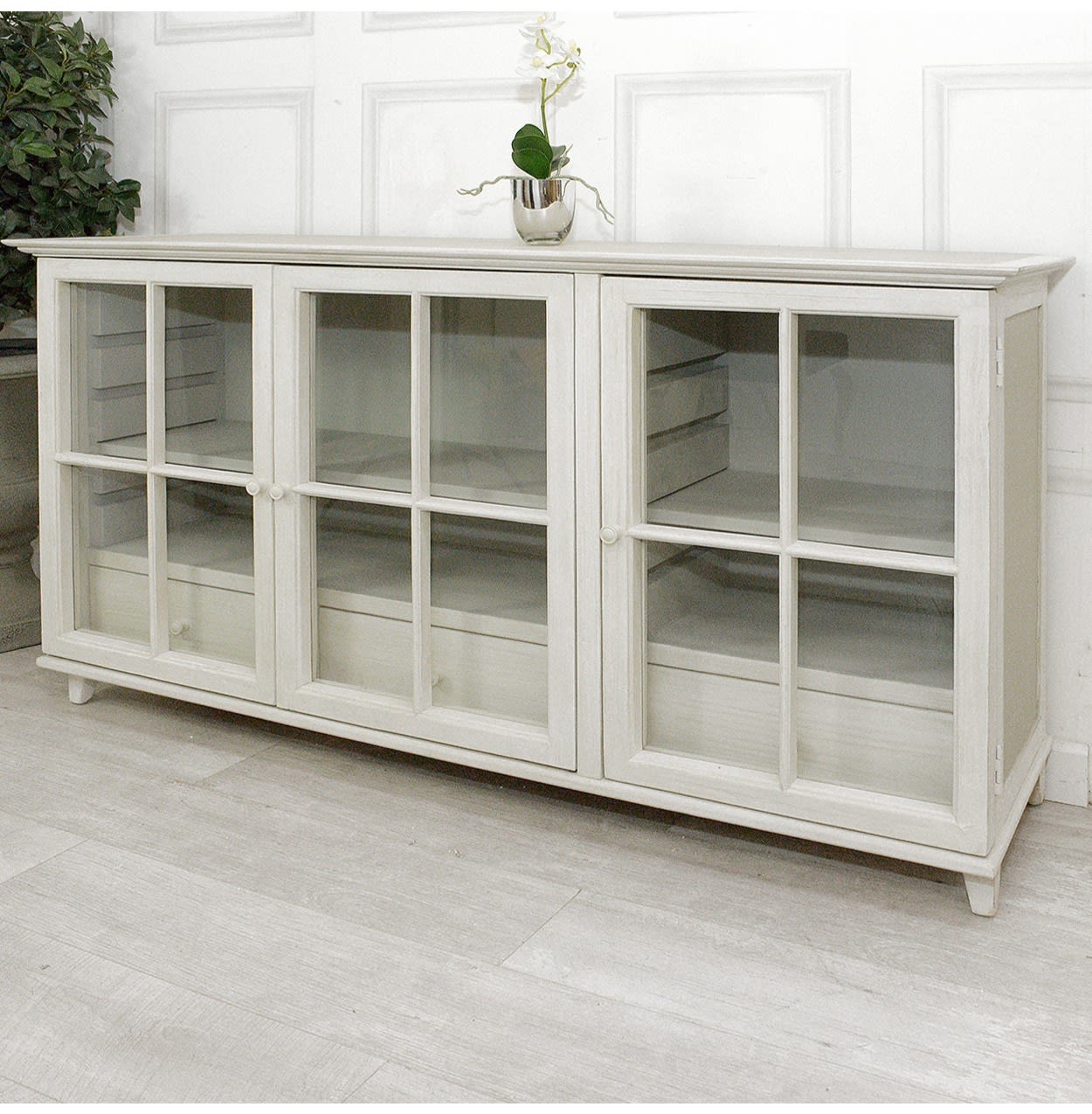 Glass Fronted 3 Door Sideboard