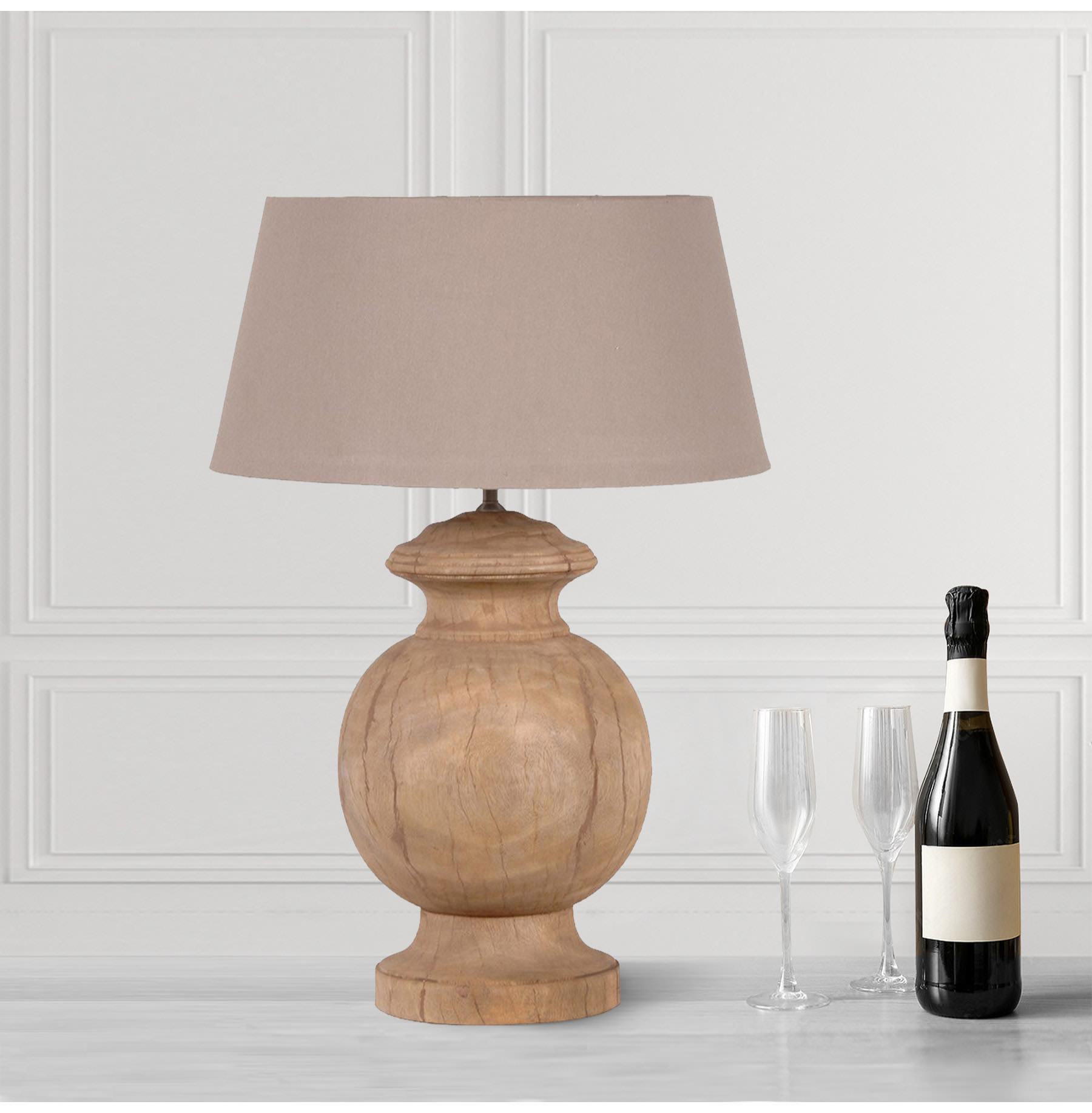 Round Wooden Table Lamp