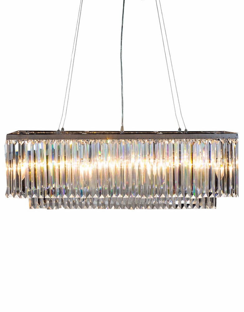 Modern Chrome Cascade 8 Bulb Long Chandelier