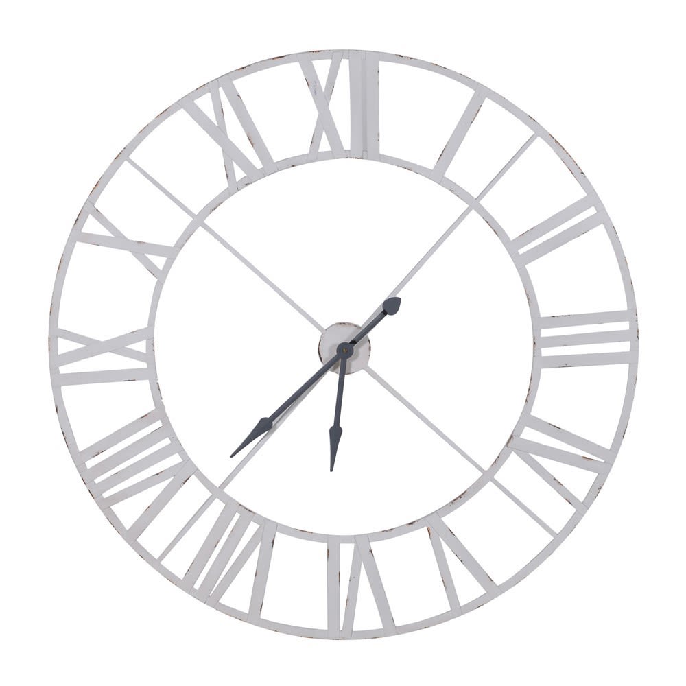 Distressed White Steel Wall Clock
