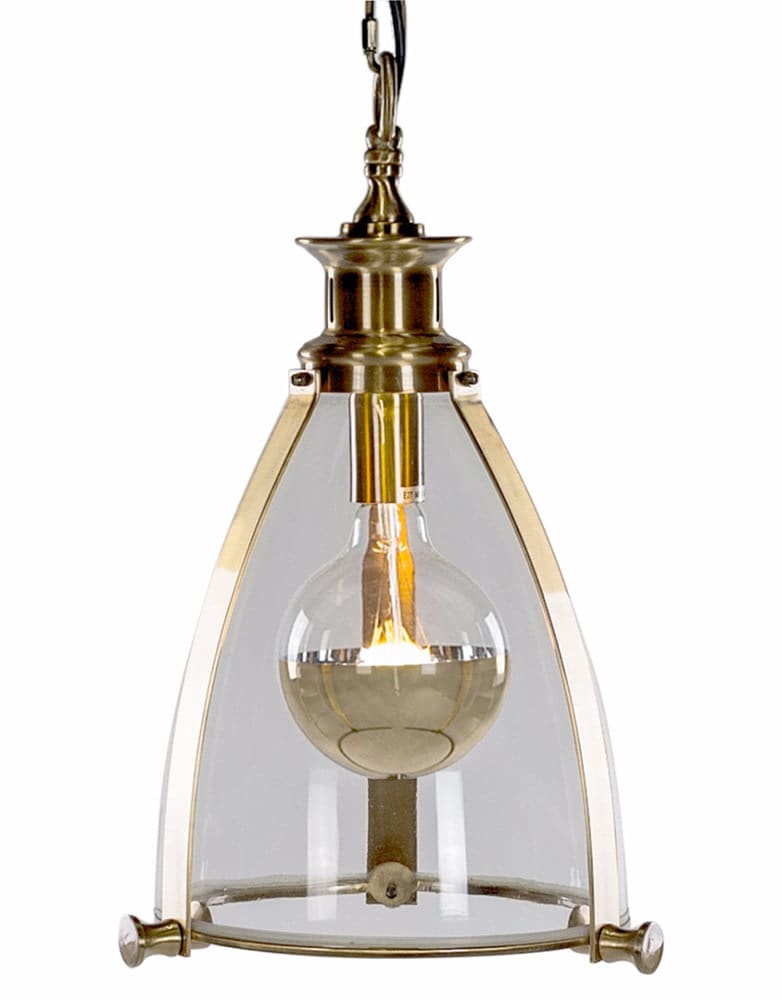 Brass and Glass Lantern Style Ceiling Lamp