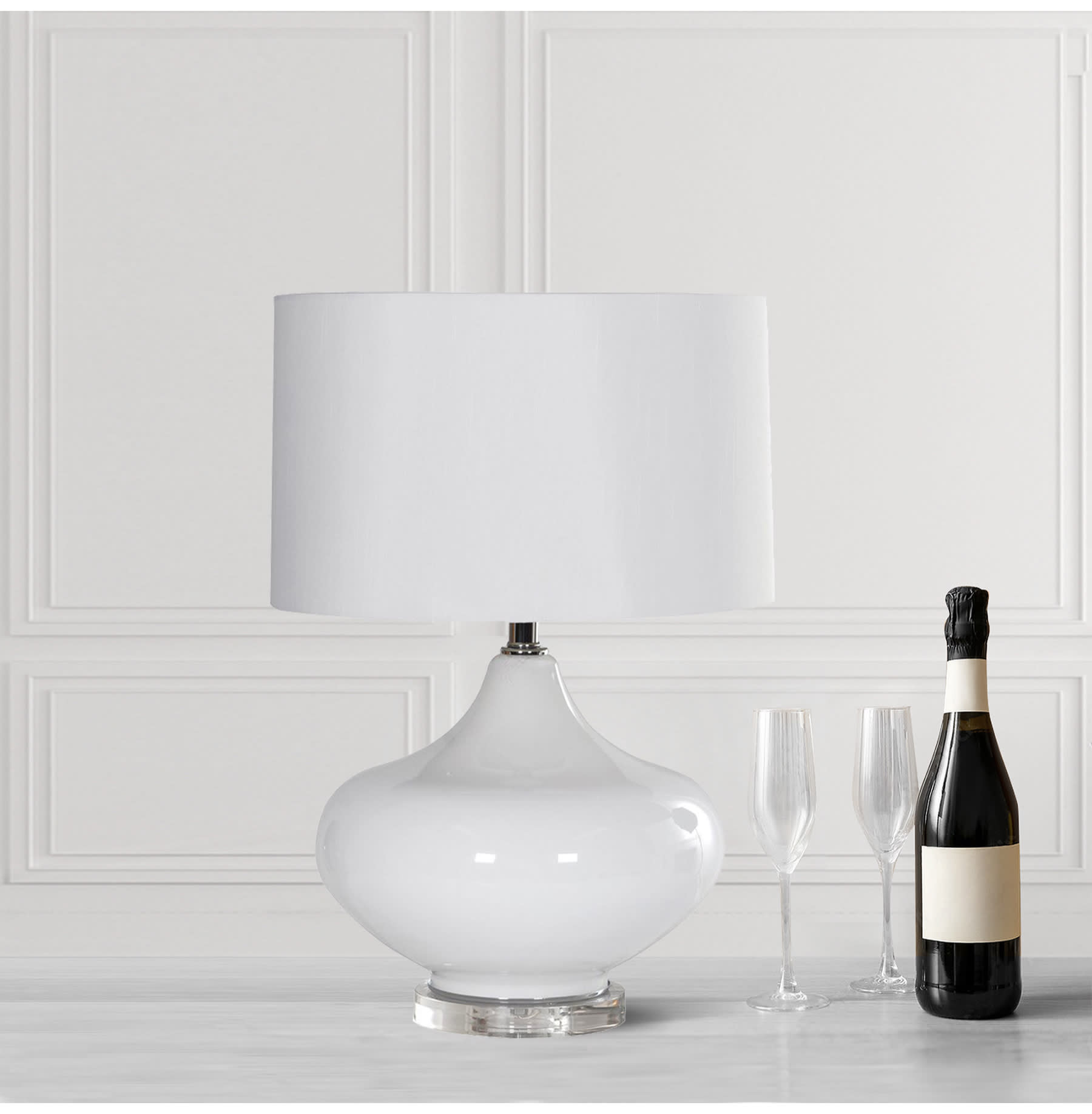 Squat White Table Lamp