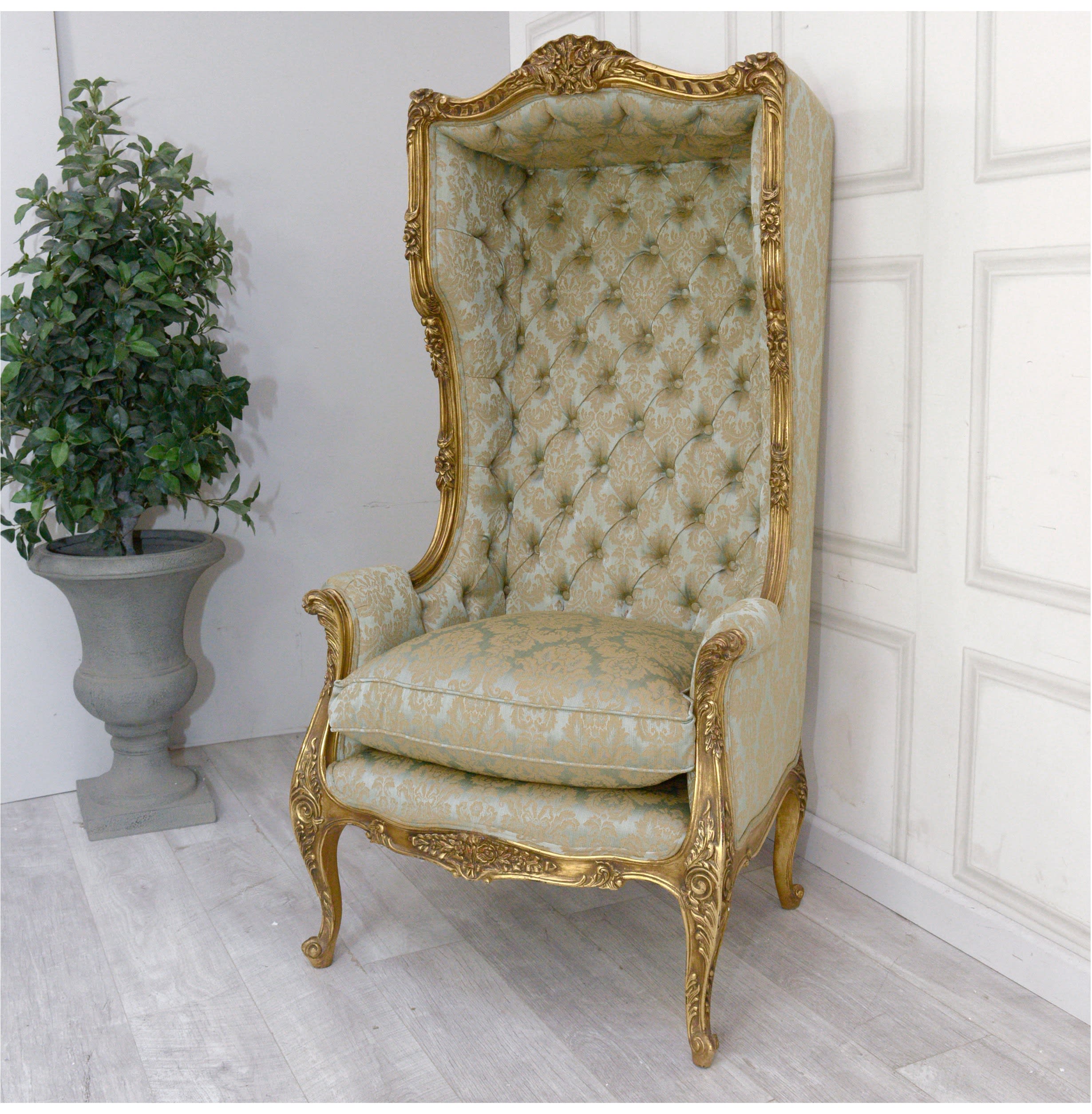 French Gold Porters Chair High Back Armchair