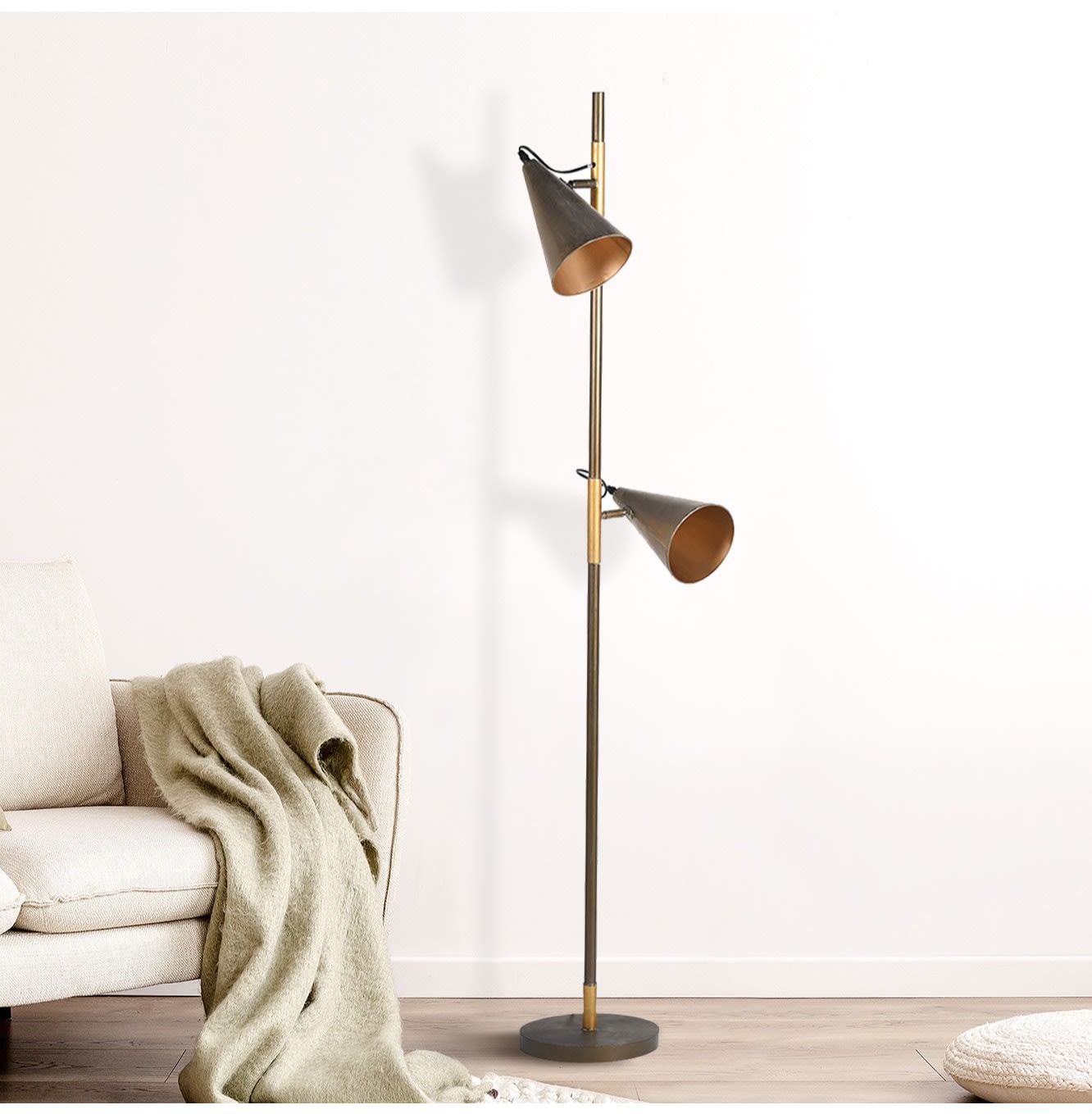 Double Bulb Adjustable Floor Lamp