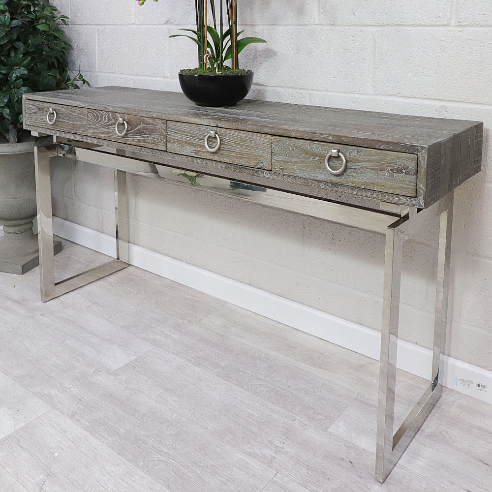 Sloane Chrome 4 Drawer Hall Table