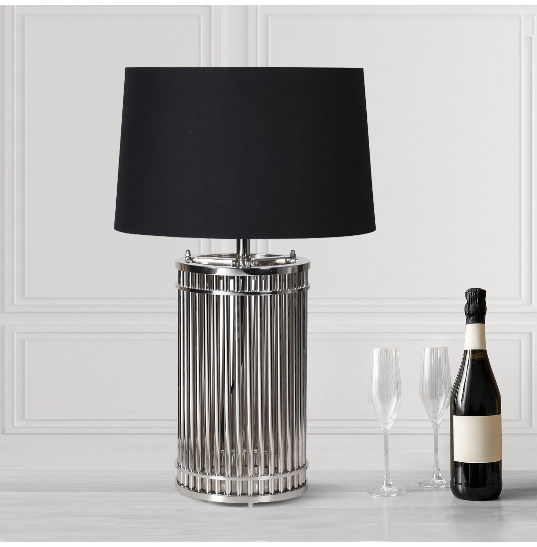 Cage Nickel Round Table Lamp