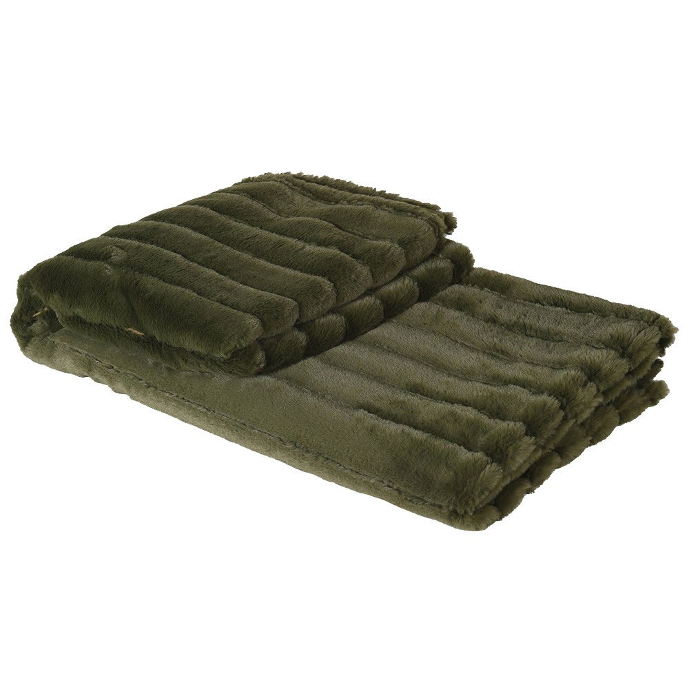 Olive Faux Fur Throw