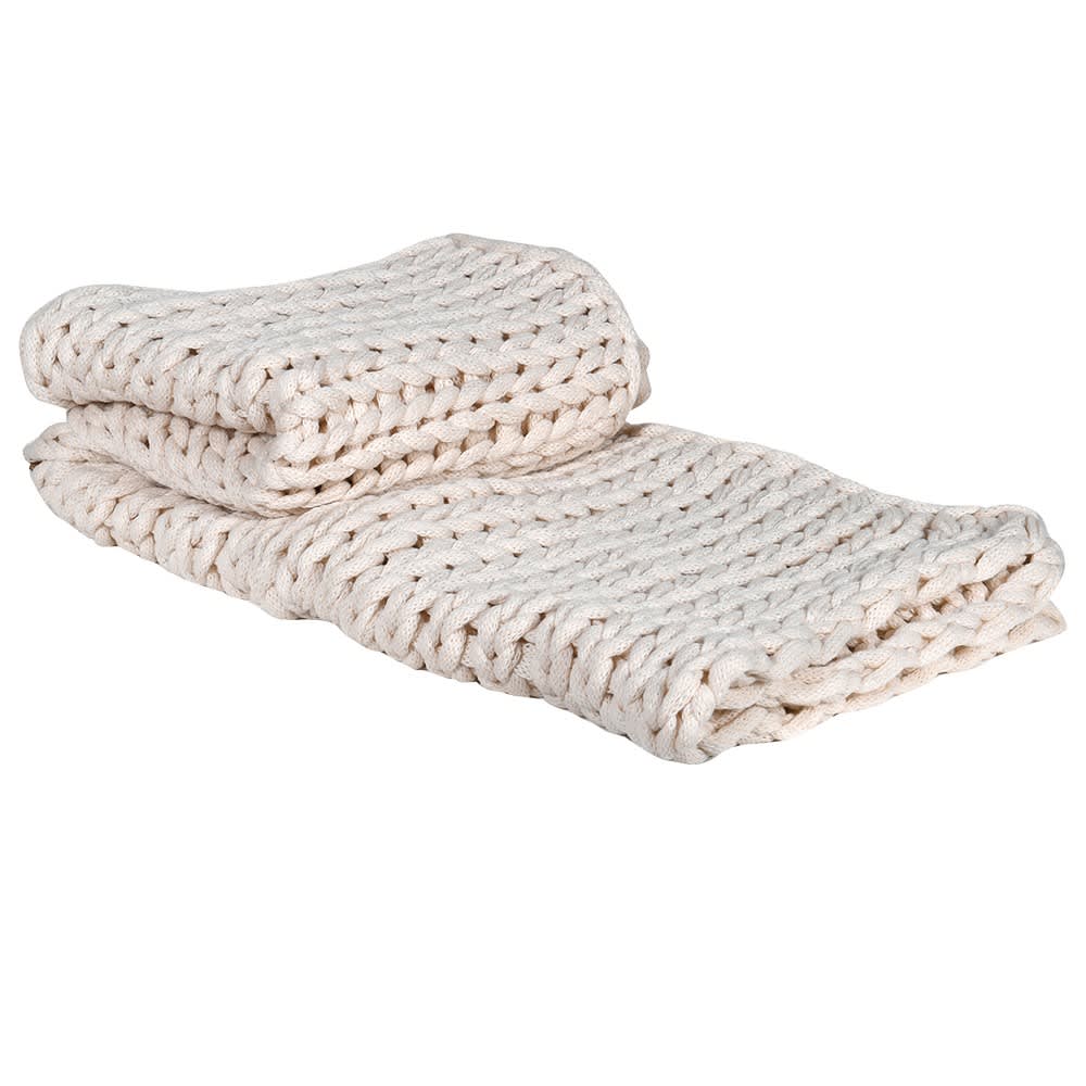 Cream Chunky Knitted Throw