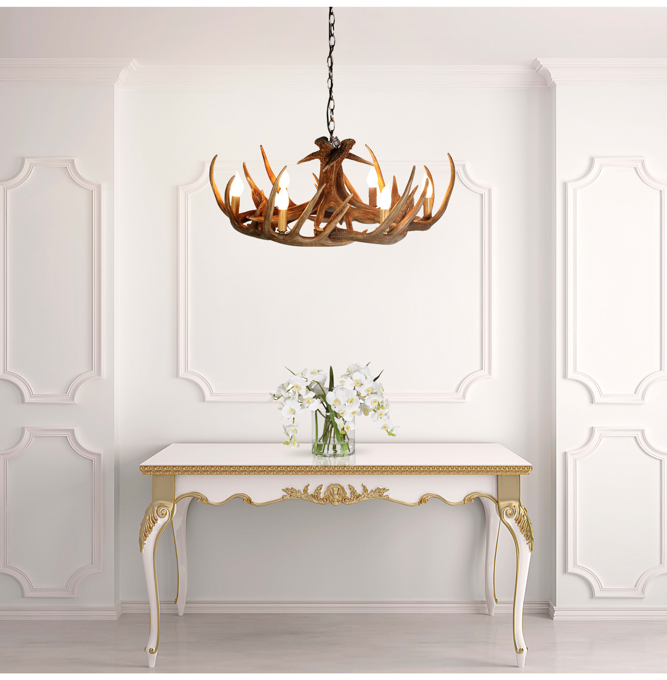 Wide Antler Chandelier