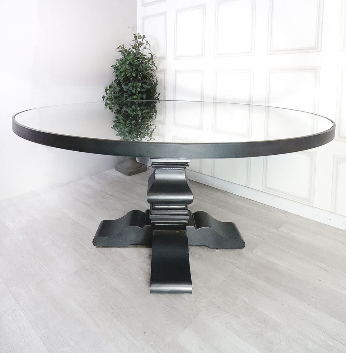 Mirrored Top Large Round Dining Table