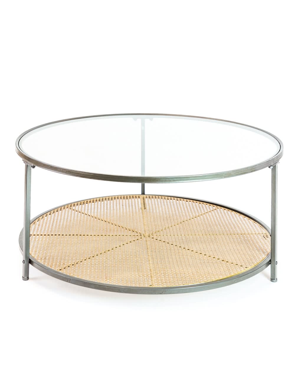 Lilian Rustic Metal and Rattan Coffee Table 