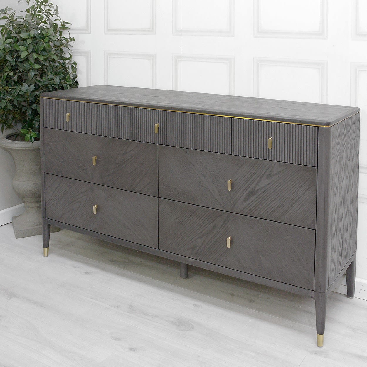 Diletta Ebony Ribbed Large Chest of Drawers by Vida Living UK