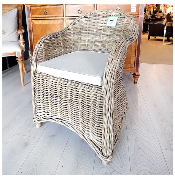 Natural Woven Armchair with Cushion X2